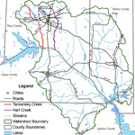 Big Cypress Creek watershed with Hart and Tankersley Creeks highlighted